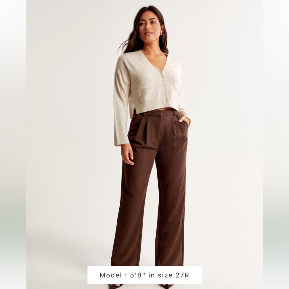 Abercrombie Curve Love A&F Sloane Tailored Pant (dark brown, size 26 / 2S)